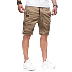 NEW Summer loose straight leg pants men sports Woven shorts Solid color cargo pants men's beach Casual pants Training bottoms