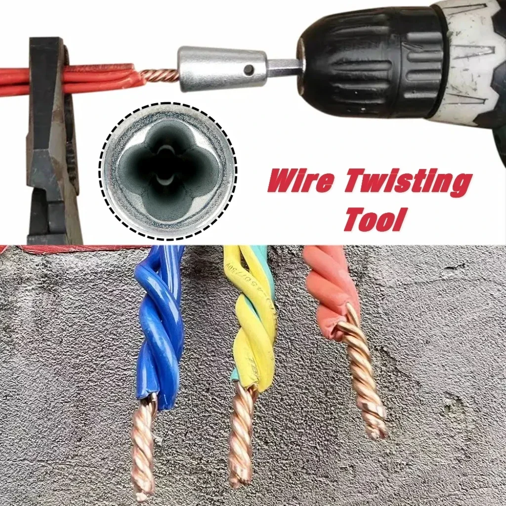 1pc Wire Twisting Tools Electrician Quickly Twister 6mm Hex Handle 1.5-6 Square 2-6 Wire Twister For Power Drill Drivers