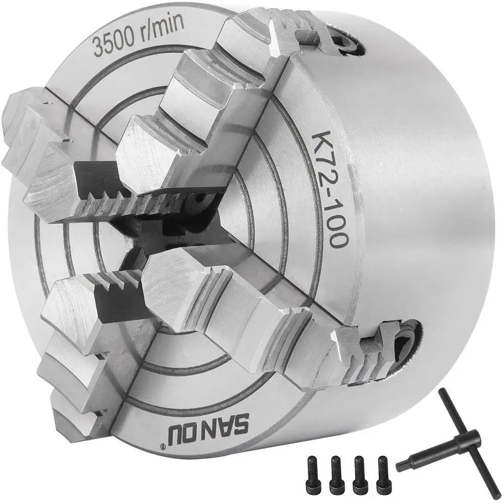 

4 Inch 4 Jaw Lathe Chuck Independent Reversible Jaws Metal Working Accessories for lathes Turning Machine