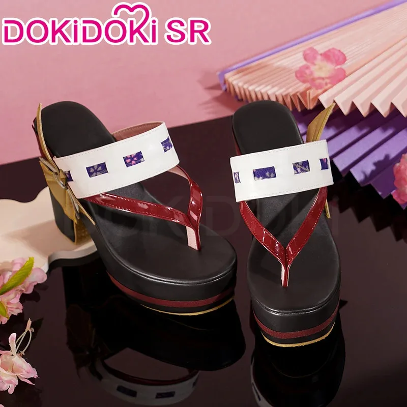 LQIN STOCK Yae Miko تأثيري لعبة Genshin تأثير تأثيري DokiDoki-SR النساء زي Yae Miko شعر مستعار تأثيري أحذية إكسسوارات معدنية