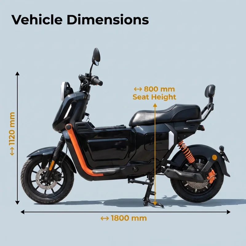 60V 1500W Adult Off-Road Scooter, Removable Lithium Battery Two Wheel E-Bike