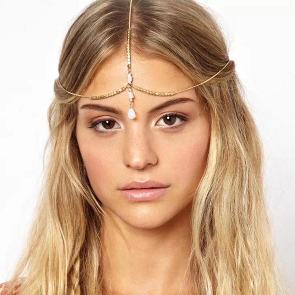 

1Pcs Bohemia Bridal Tassel Forehead Chain Hairband Alloy Headpiece for Wedding Party Engagement Gift Forehead Chain