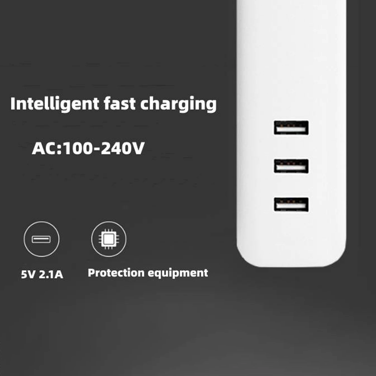 

Адаптер с 3 розетками, универсальный удлинитель для быстрой зарядки с портом 3 USB, удобный, прочный для офиса и дома