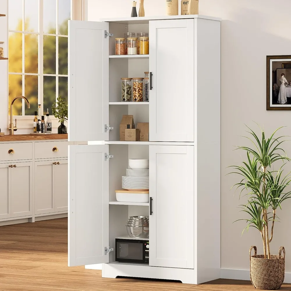 

pantry cabinet,70" tall kitchen pantry cabinets with 2 doors and 3 adjustable shelves, freestanding cupboard, modern storage ca