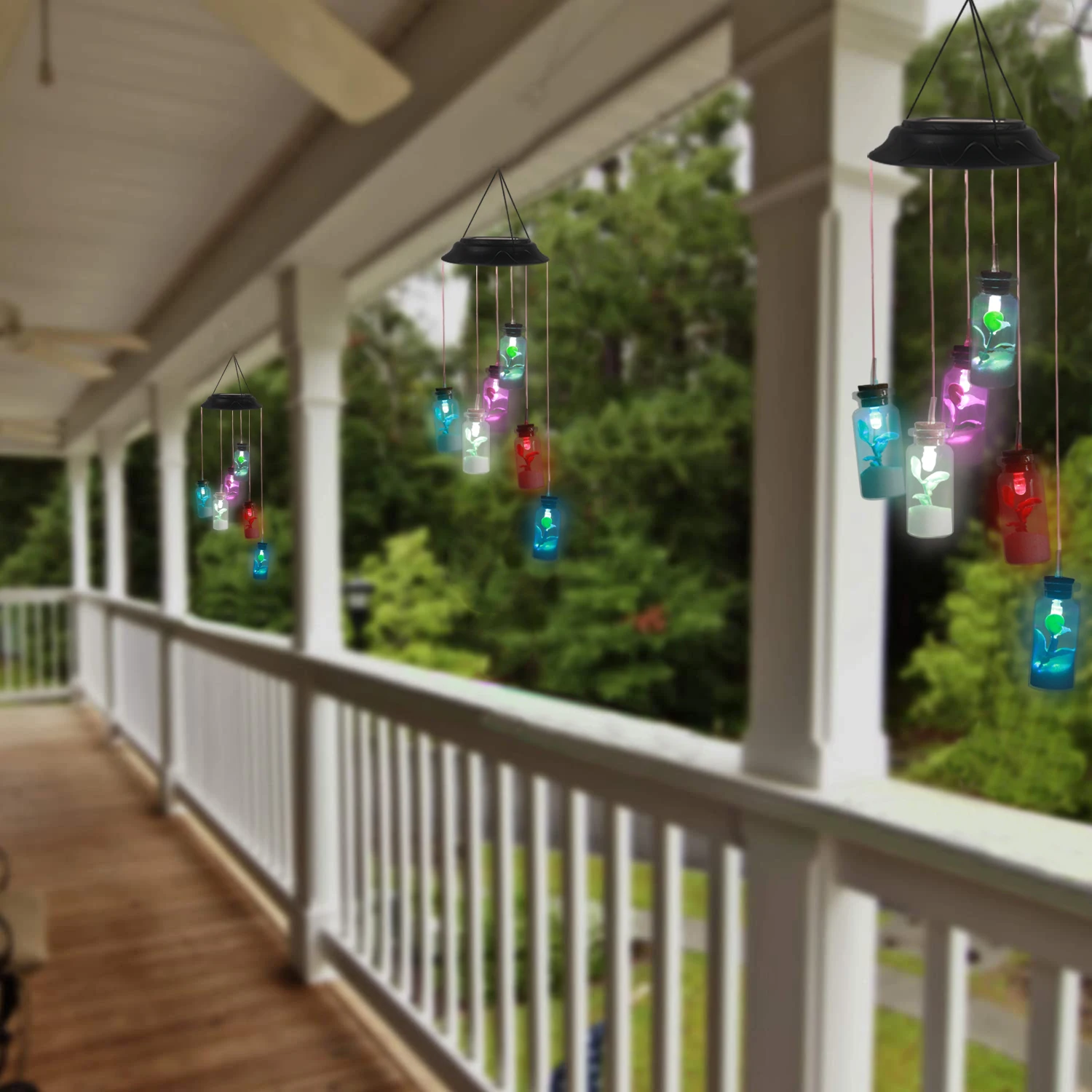 Wholesale Energy-Saving Solar Lights Color Changing LED Transparent Wishing Bottle Wind Chimes For Balcony Children's Room Decor