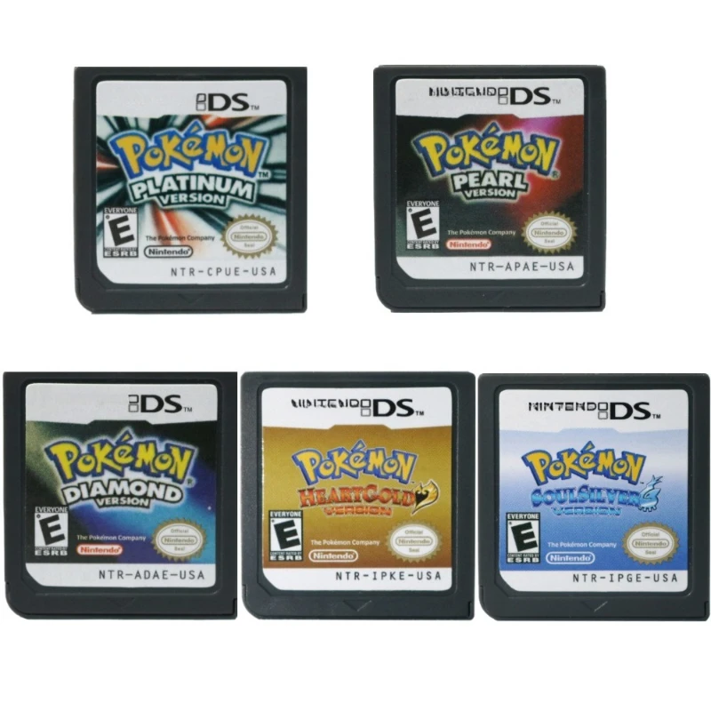 Cartucho de videojuego NDS Pokemon White 2 Soul Silver Heart Gold Pearl Diamond Black 2 juegos DS compatibles idioma español