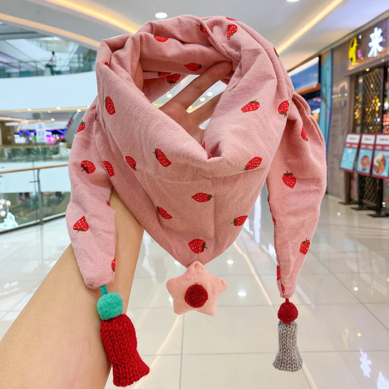 Winter New Baby Children Cute Cotton Blend Animal Cartoon Scarf Girls Soft Thicken Outdoor Windproof Striped Plaid Scarf for Kid