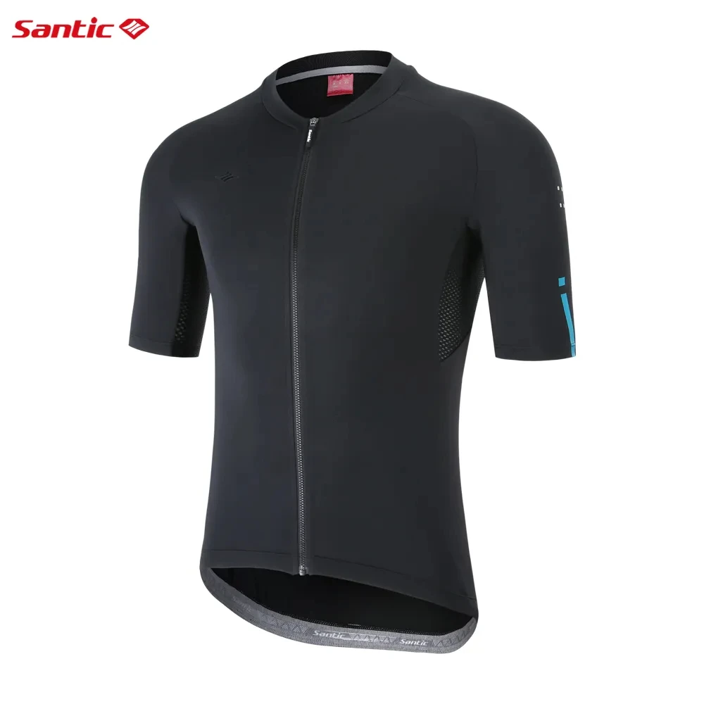 Santic Men Cycling Jerseys Short Sleeve Riding Sports Shirt Bike Mtb Riding Top Breathable Reflective Quick-drying WM0C02156