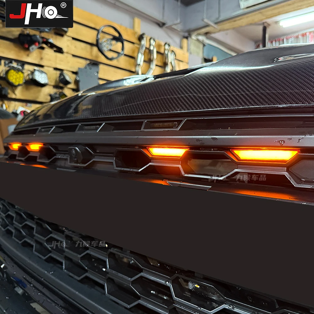 JHO Juego de 4 Luces LED Delanteras para Parrilla de Coche Ford Ranger Raptor 2022-2025 P703 Next-Gen, Kit de Luces de Posición Ámbar para Parrilla con Soportes