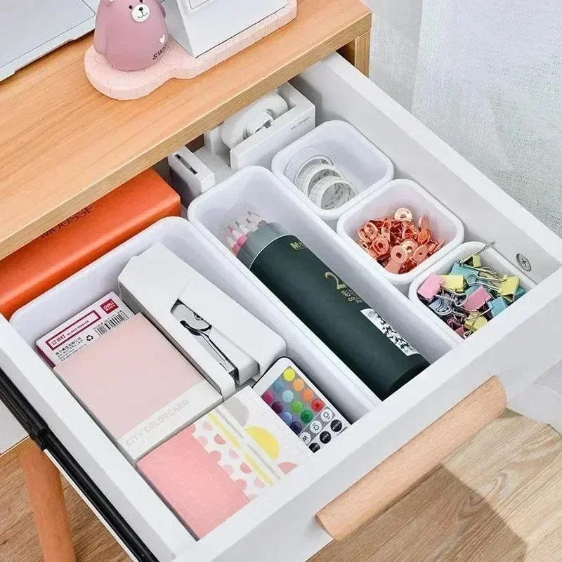 Plastic Box Multifunctional Stationery Rack 8-piece Set Sundry Storage Office Storage Box Desk Folding Drawer Study Supplies