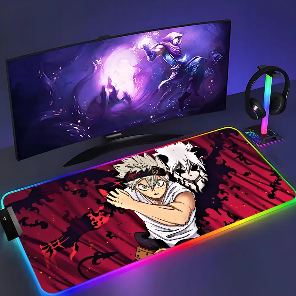

black clover Mouse Pad XXL RGB Mouse Pad Kawaii Gaming Accessories Computer keyboard Large Led Desk Mat Backlight Mousepad