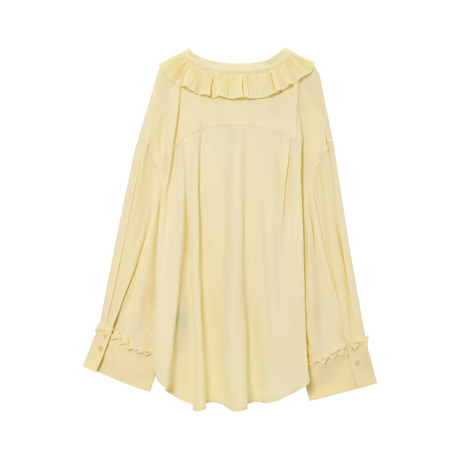 PB&ZA2025 ฤดูร้อนใหม่ของผู้หญิงอเนกประสงค์ลูกไม้นัวเนียคอวีชีฟองเสื้อเชิ้ตยาวหลวม