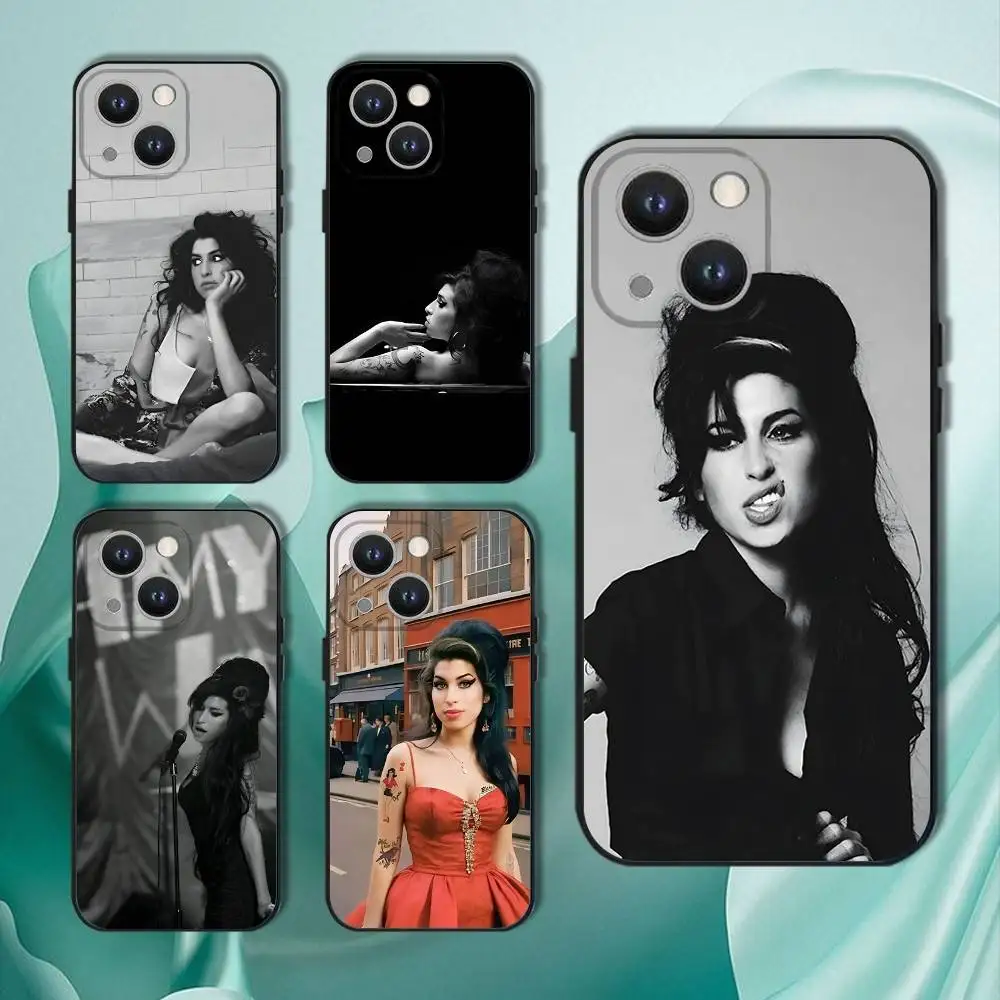 

Singer Amy W-Winehouse Phone Case For iPhone 16,15,14,13,12,11,Pro,XS,Max,XR,Plus,E,SE4,Mini Black Soft Cover