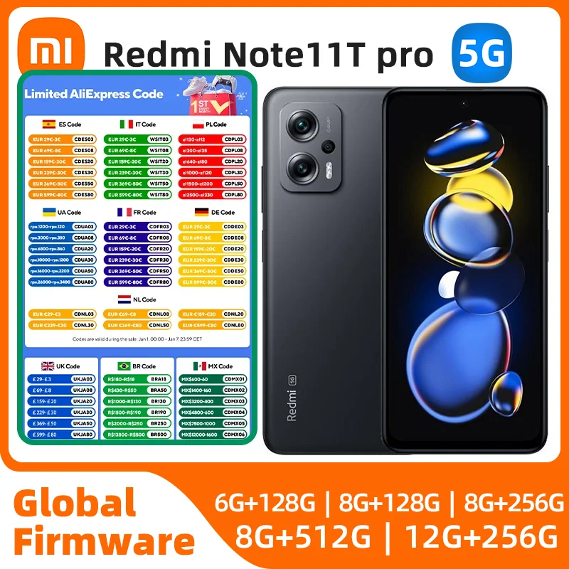 Global ROM Xiaomi Redmi Note 11T Pro 5G Dimensity 8100 144Hz LCD Eye-protection Screen 5080mAh 67W Fast Charging used phone