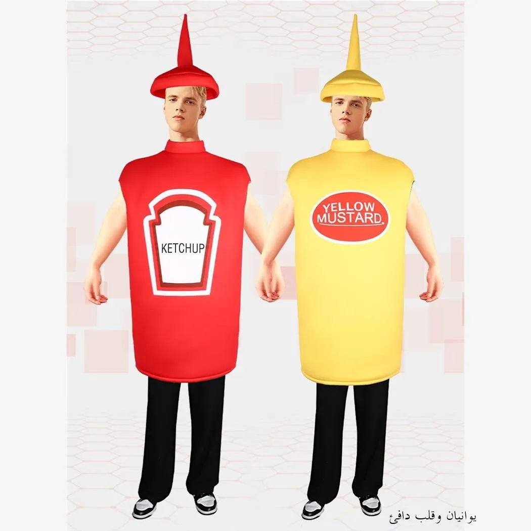 

Tomato Ketchup Mustard Sauce Cosplay Costume Halloween Party Role Play Stage Performance Clothes Festive Outfit Women's Fashion