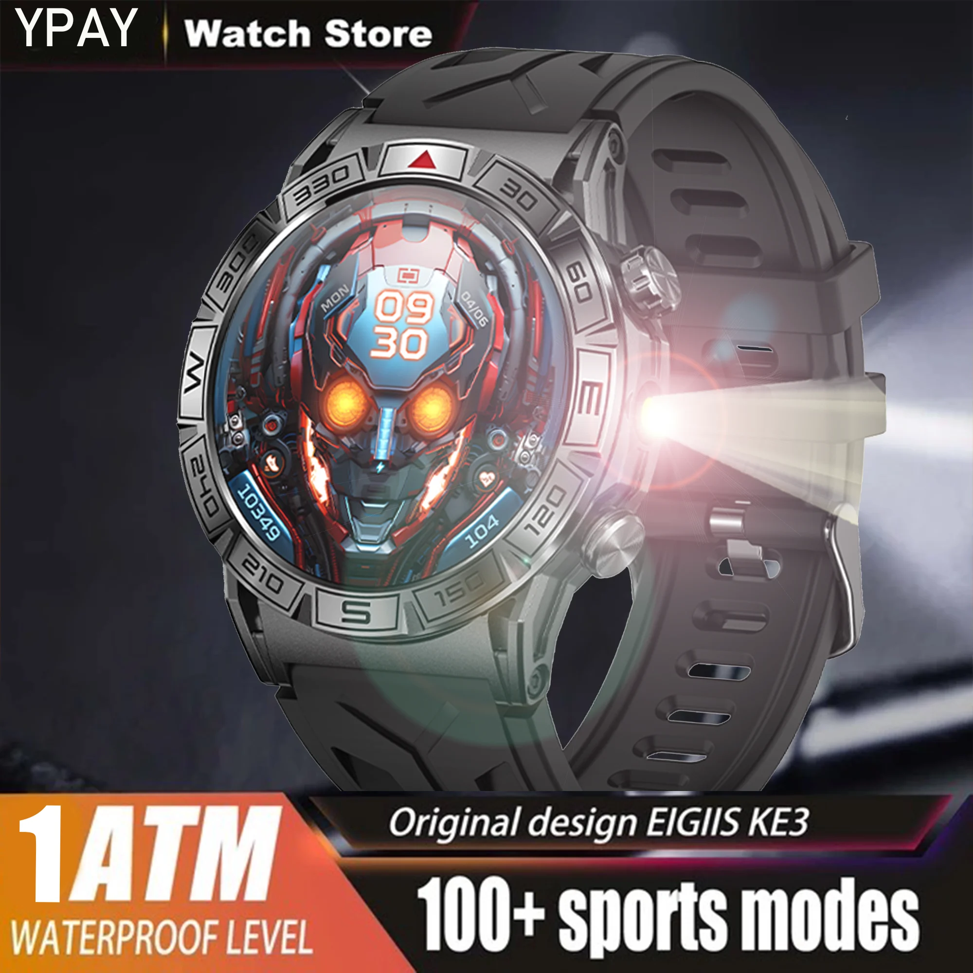 New men's outdoor three-proof 1ATM deep waterproof smartwatch 1.43inch 450Mah large battery HD Bluetooth call men's smartwatch