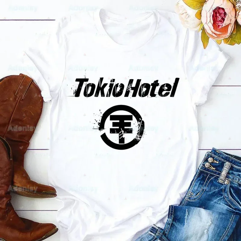 Tokio Hotel Groep Rock Muziek Y2K Esthetische Vrouwen T-shirt Meisje Harajuku Grafische Tops Kawaii Vrouwelijke T-shirt, Drop Ship