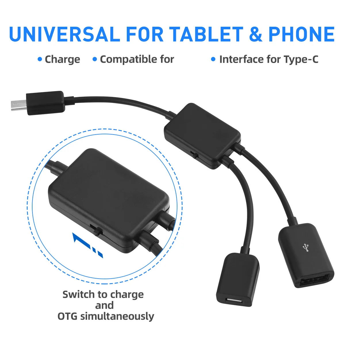 Hemobllo USB Adaptor with Power Charging OTG Host Cable Cord Adapter for Smart Phone Tablet OTG Charging Cable