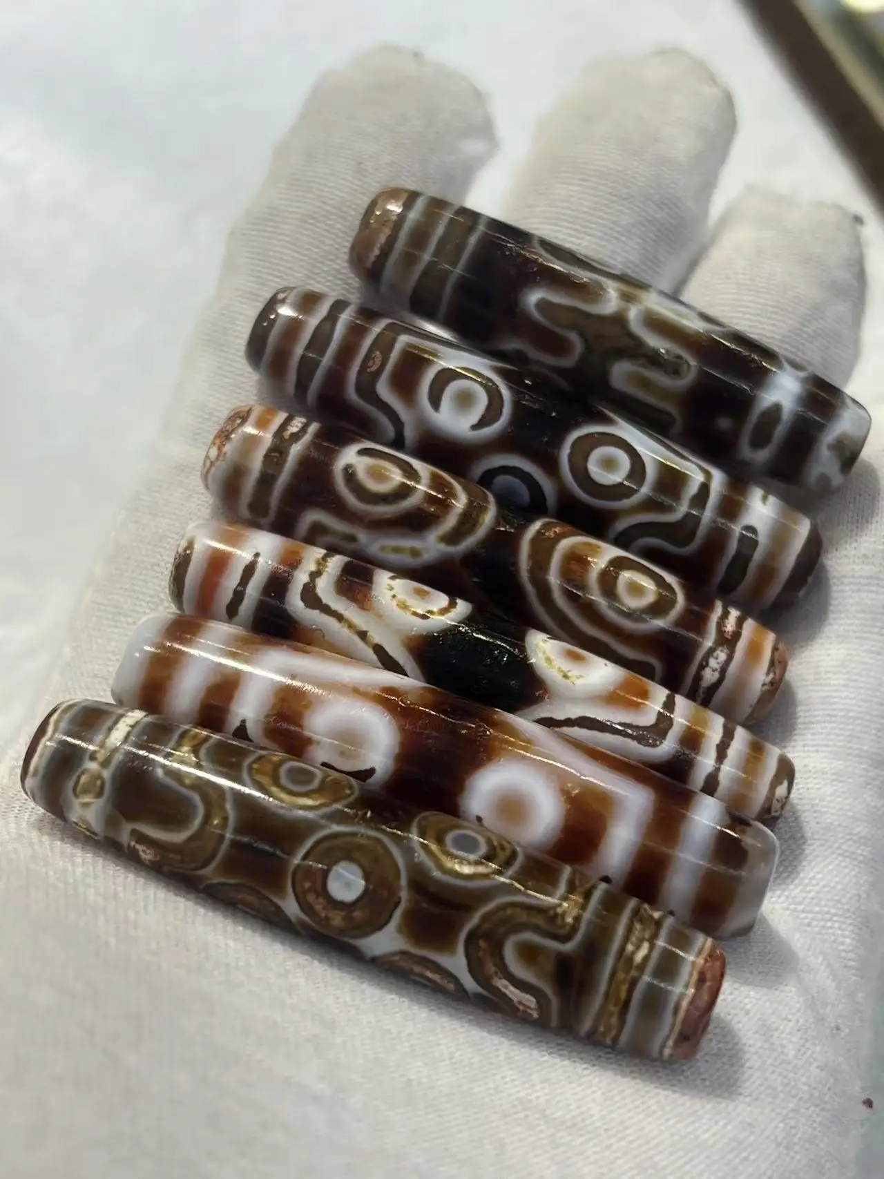 1pcs/lot 42-58mm Brown White Agate Dzi Beads Weathered Patina Calcification Taiwanese Craft Loose Beads DIY Bracelets Necklaces
