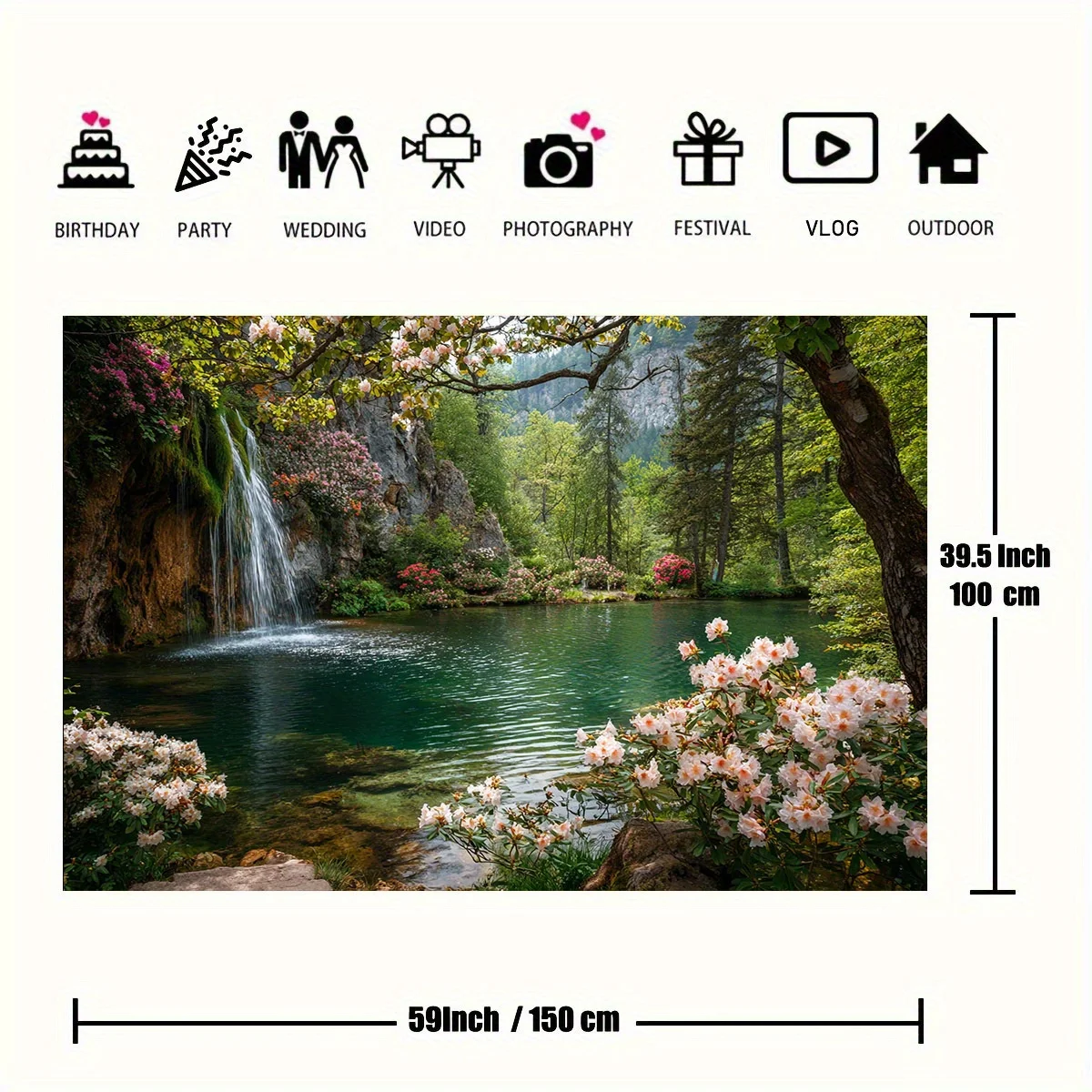 Ultra Realistic Waterfall Nature Mural Wallpaper Tapestry Wall Decoration Large Pond Forest Landscape Waterproof Home Art Print