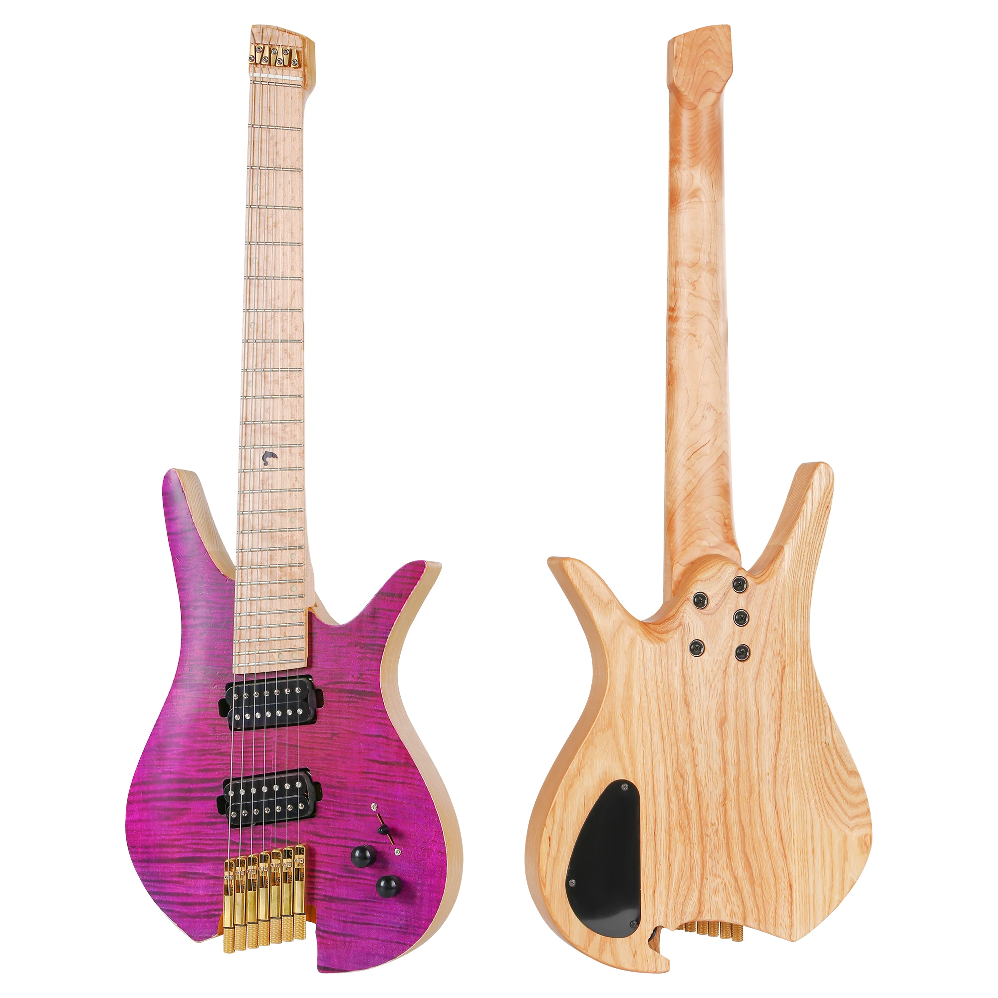 

Batking 7 String Fanned Fret Headless Electric Travel Guitar with Multiscale Birdeyes Fingerboard Of Luminous Inlay