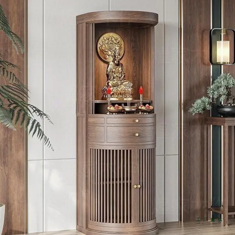 Solid wood Buddhist shrine shrine household offering table Standing cabinet Ye Guanyin Bodhisattva offering table Incense table