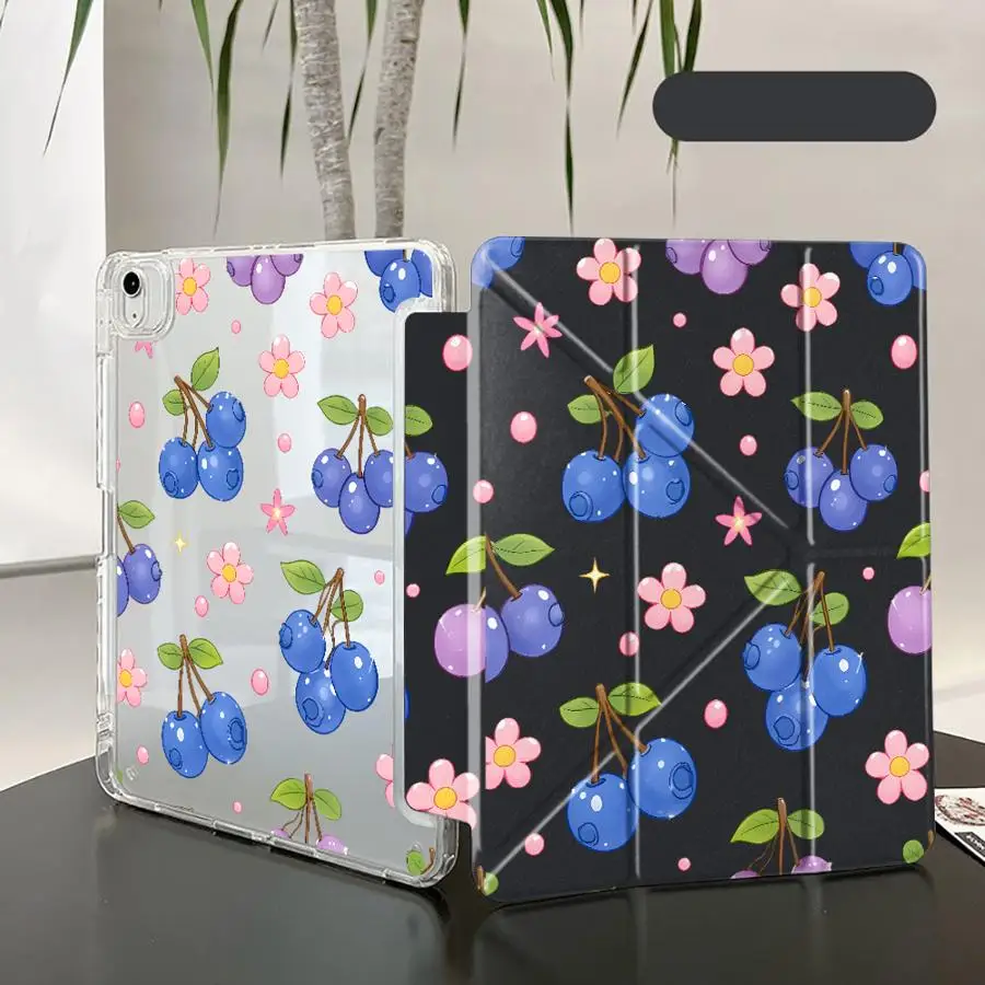 

Holder Cover Tablet Case For iPad Air 4 5 M3 M2 M4 11inch Pro 11th 10th 9th 8th 7th 12.9inch Mini 6 7 2025 Y-Fold Blueberry