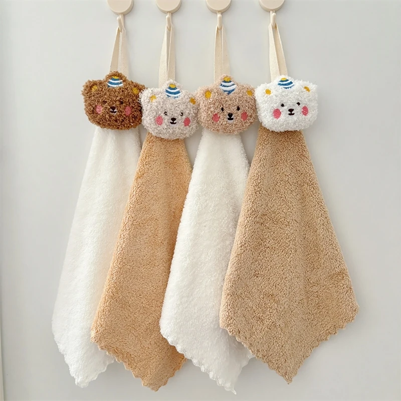 Cartoon Bear Print Towel Quick Drying Soft Wiping Towel Cotton for Face & Hands