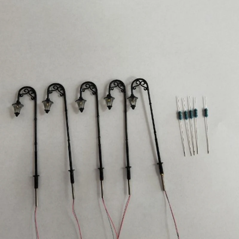 BAAA-10Pcs 1:87 HO مقياس الرجعية نموذج مصباح الشارع تخطيط عمود الإنارة حديقة مصابيح إضاءة للمناظر الطبيعية السكك الحديدية قطار مصباح المشهد الصغير