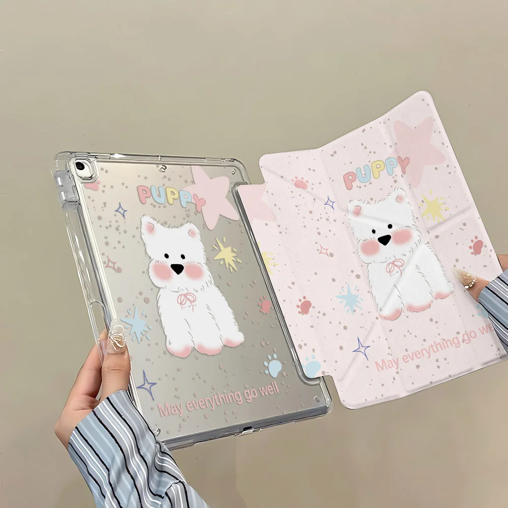 Y-Fold Edge Cute Blush West Highland High Clarity Tablet Case for Apple iPad Pro 11 2021/2022 mini 6 8.3 inch with Pencil Holder