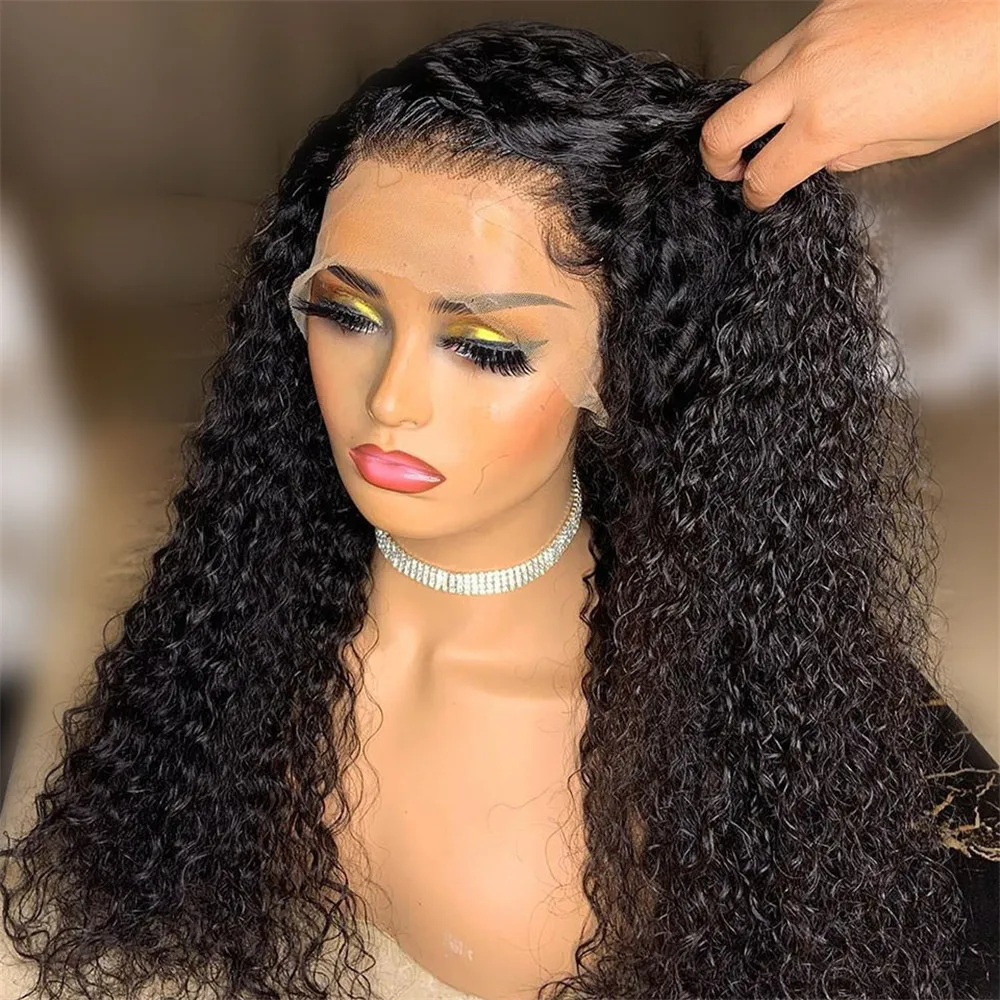 

Soft 26 “ Long Kinky Curly Natural Black 180Density Lace Front Wig For Women Babyhair Preplucked Heat Resistant Glueless Daily