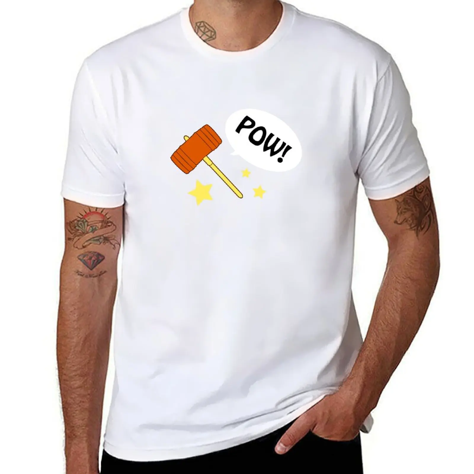 

POW hammer! T-Shirt printed t shirts for man black cotton t-shirt plain for man package T-Shirt