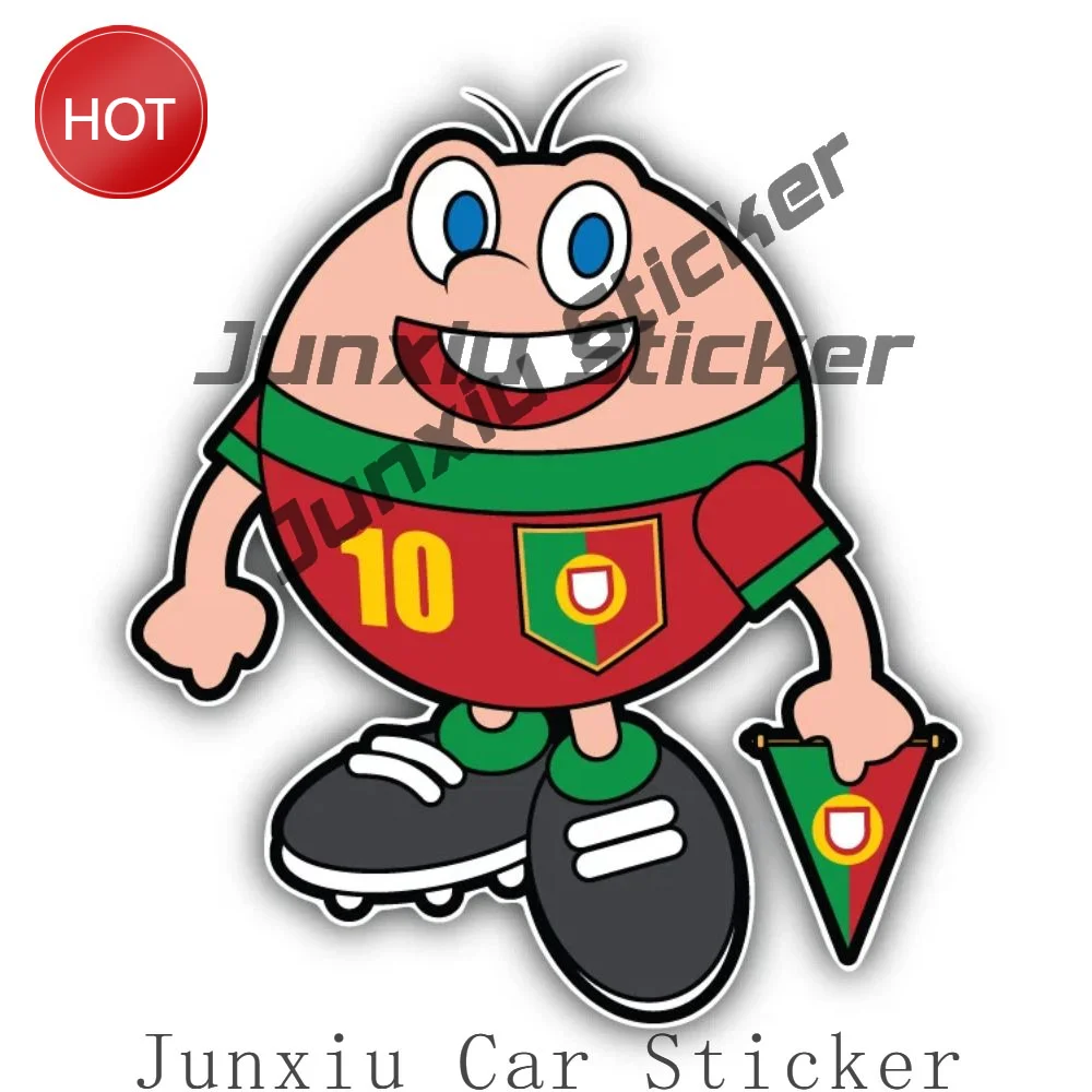 Cartoon Portugal Soccer Player Mascot Sticker For Car Bumper And Rear Window Soccer Theme Artwork And Football Fan Decal