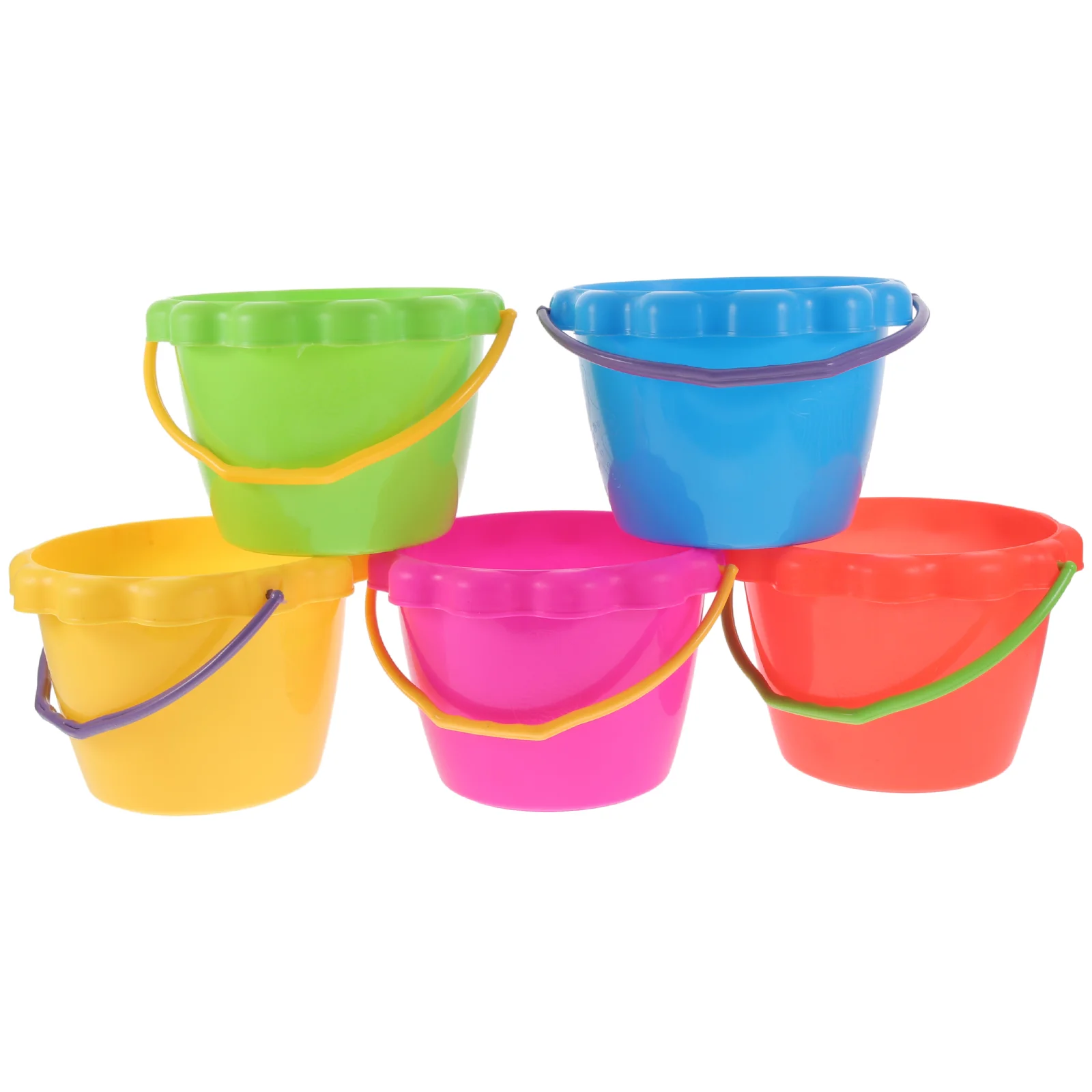 5 Pcs Toy Beach Bucket Children's Toys Sand Playing Tools Outdoor Kids Buckets Portable Plastic Toddler Holders