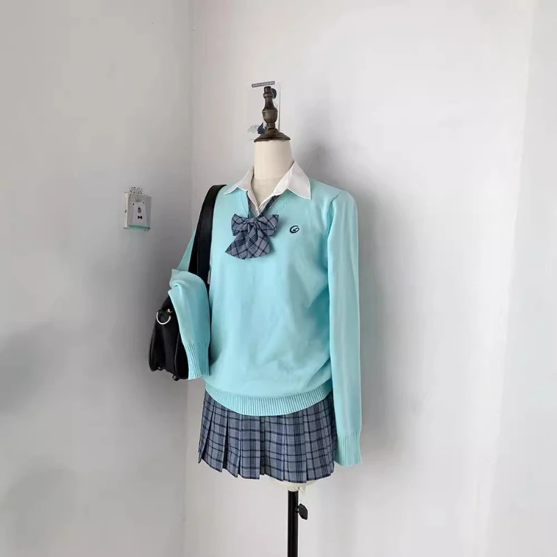 Original Uniform Stickerei Einfarbig Pullover Schuluniform Japanische Hundert College Stil Strickwaren Herbst und Winter Weibliche