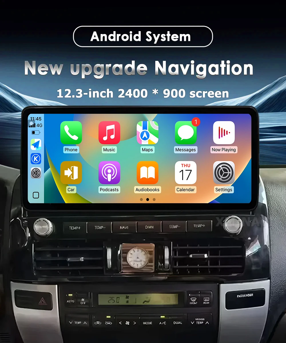 Android 16 CarPlay For Toyota Land Cruiser LC200 2007 - 2022 QLED Screen Car Radio Multimedia Player Navigation GPS 360 Camera