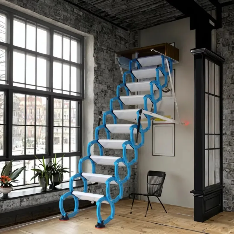 Customized Apartment Heavy D uty Attic Electric Ladder With Remote Control Loft Extending Stairs for Small