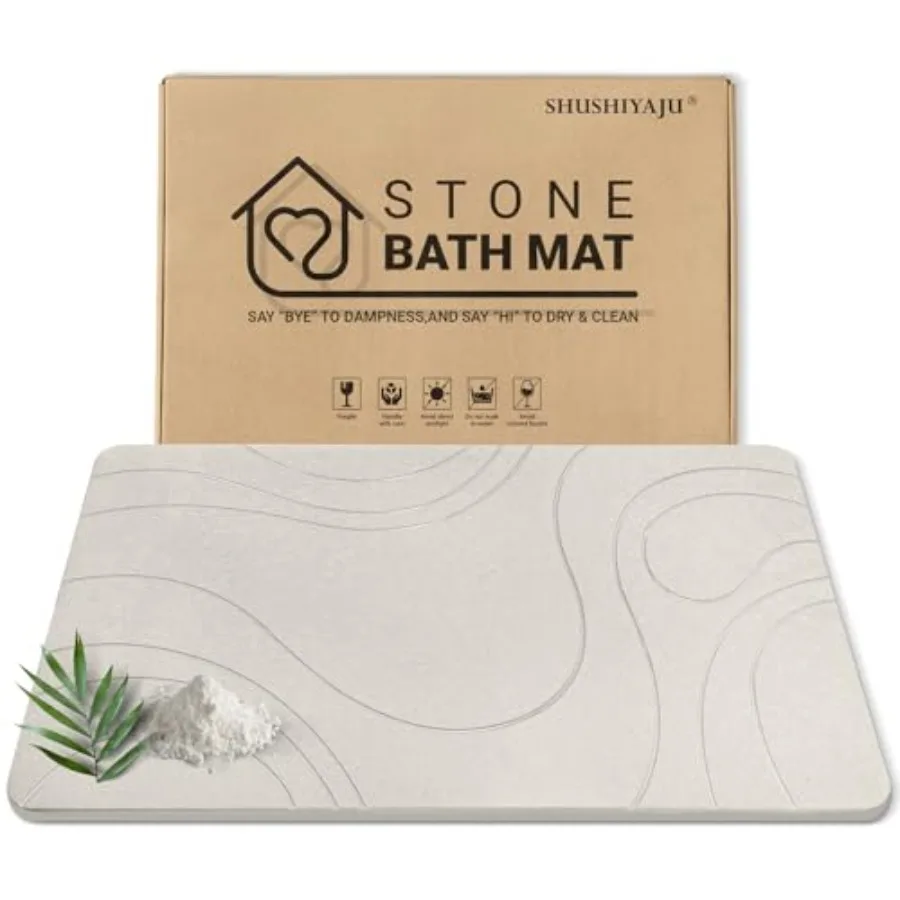 

Stone Bath Mat Quick Dry Diatomaceous Earth Bath Mat Non-Slip Shower Stone Bathmat Super Absorbent Water Diatomite Bathroom Flo