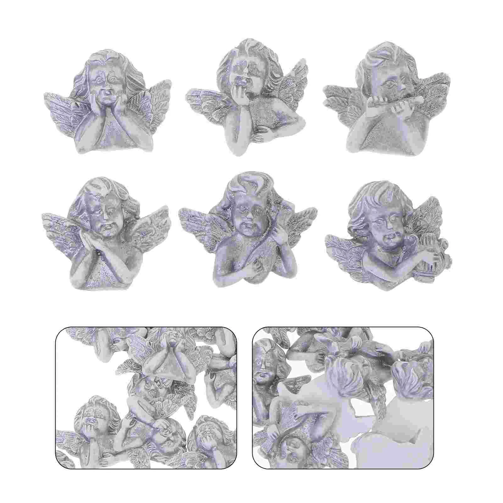 60 Pcs Decor Angel Resin Accessories Charm Craft Ornament Phone Case Silver DIY Adornment Child