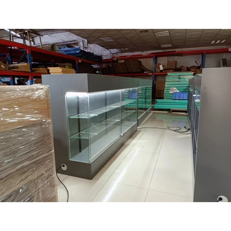 custom，Commercial Retail Store Supermarket Checkout Counter With Showcase Cashier Counter Glass Display Cabinet