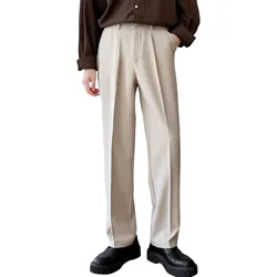 Brown Black Suit Pants Men Slim Fit Fashion Social Mens Dress Pants Korean Casual Straight Pants Mens Office Formal Trousers
