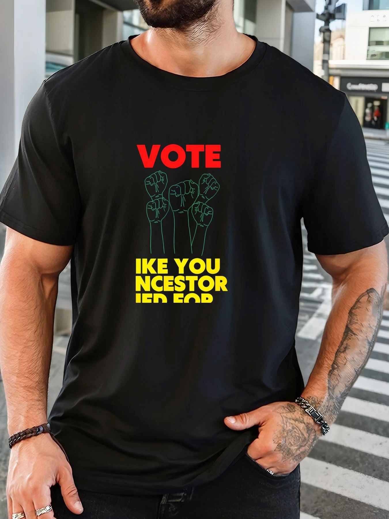 

Men's 100% Cotton Printed T-Shirt VOTE Pattern Summer Casual Oversized Round Neck Short Sleeve Comfortable Daily Wear Tee