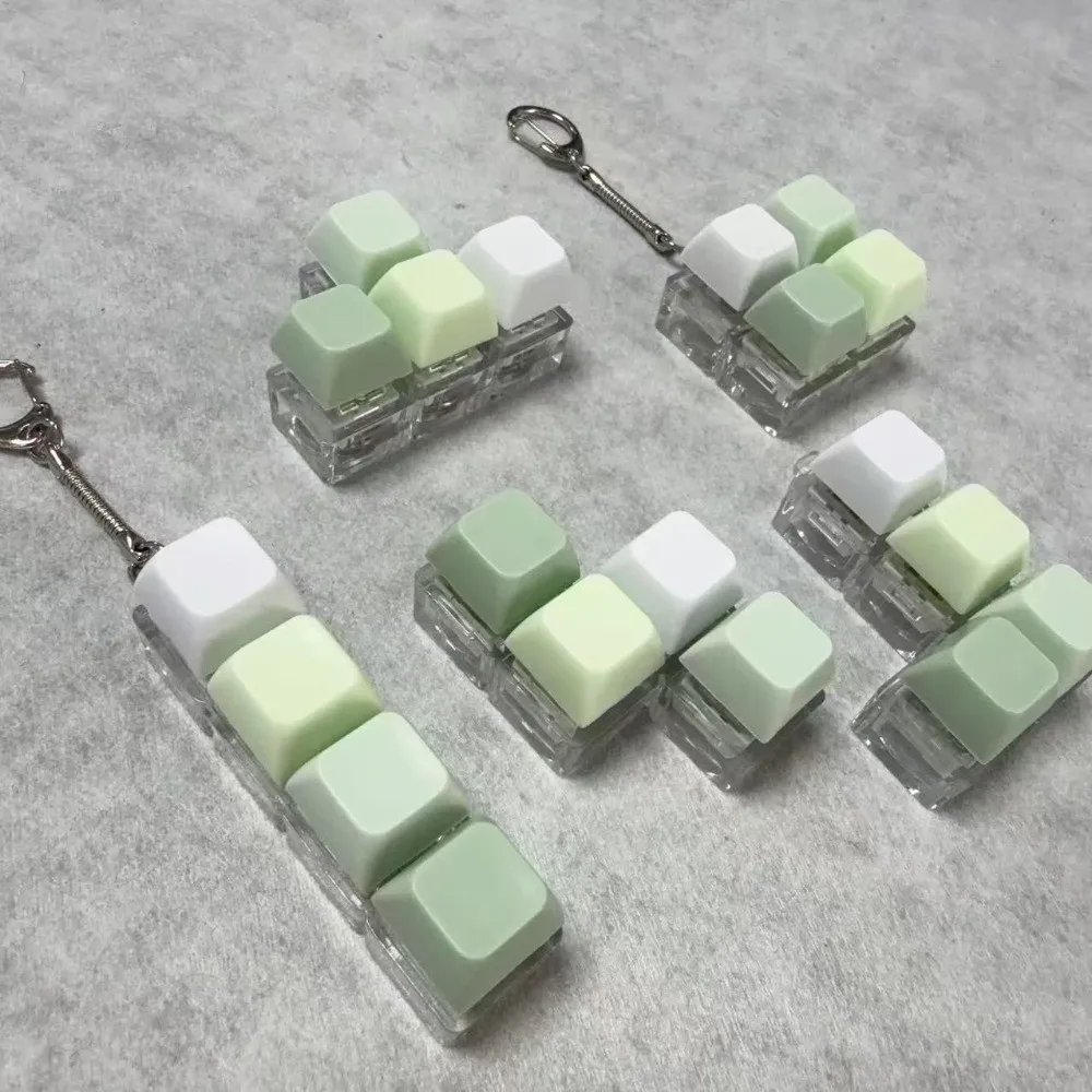 New 2/3/6/9 Keys Finger Keyboard Key Button Stress Relief Fidget Keychain Keycap Gadget Decompression Toy Adult