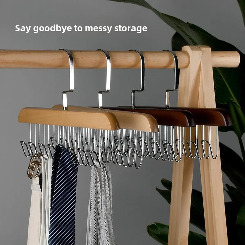 

Multi functional solid wood hangers, coat hooks, portable and noble student wardrobes, ties, underwear straps, storage racks