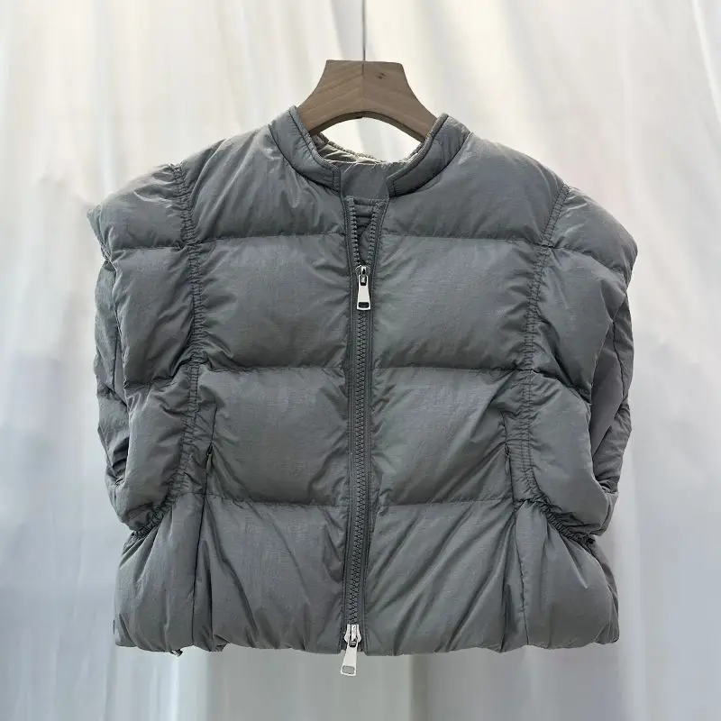 

Korean Fashion Trend Vest Coat Women 2025 Kawaii Simple All-match Jackets Autumn Winter Thicked Warm Sleeveless Tops