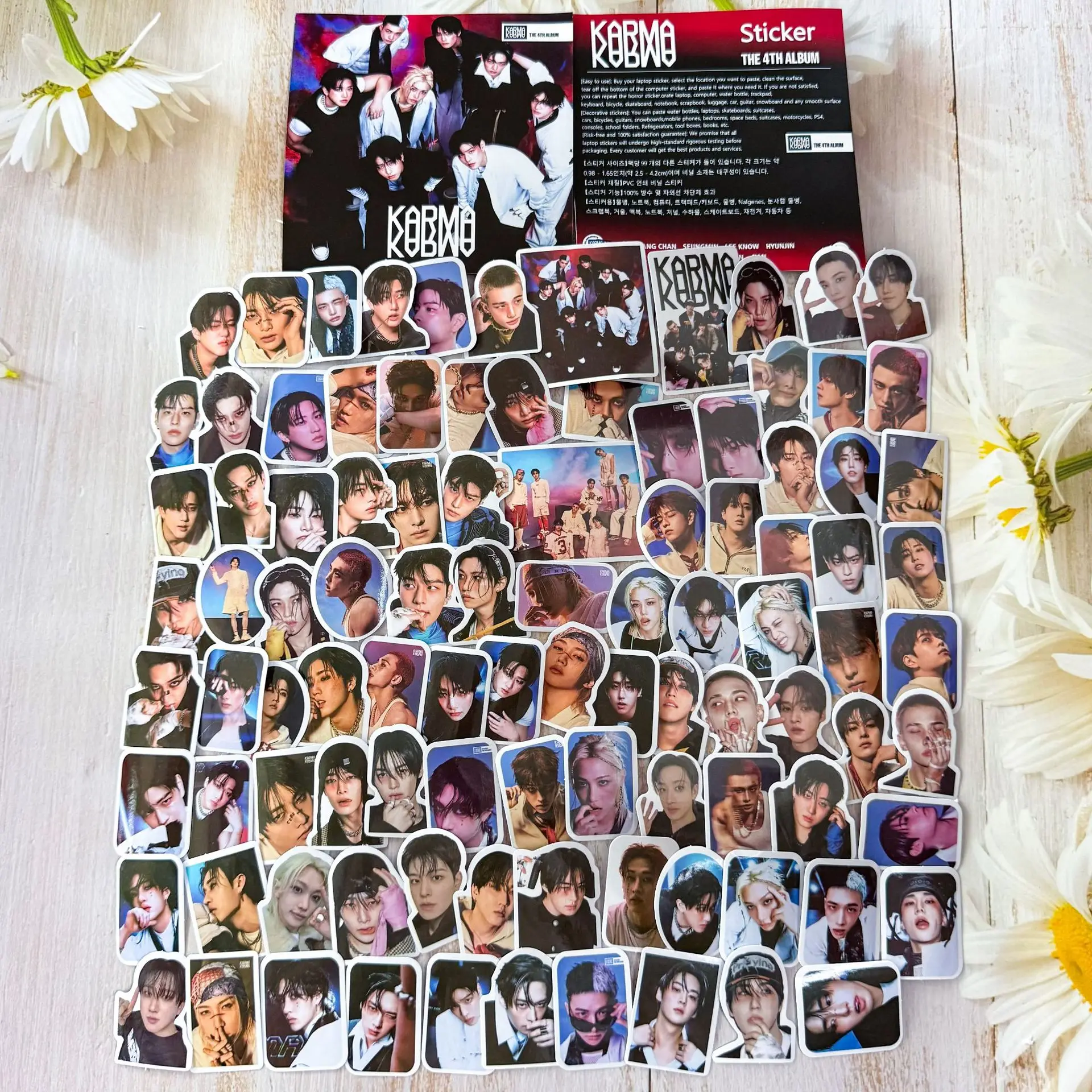 KPOP 신상 99개 스트레이키즈 스티커 정규 앨범 KARMA 주변기기 펠릭스 계정 스티커 여행가방 스티커 물컵 스티커 컬렉션