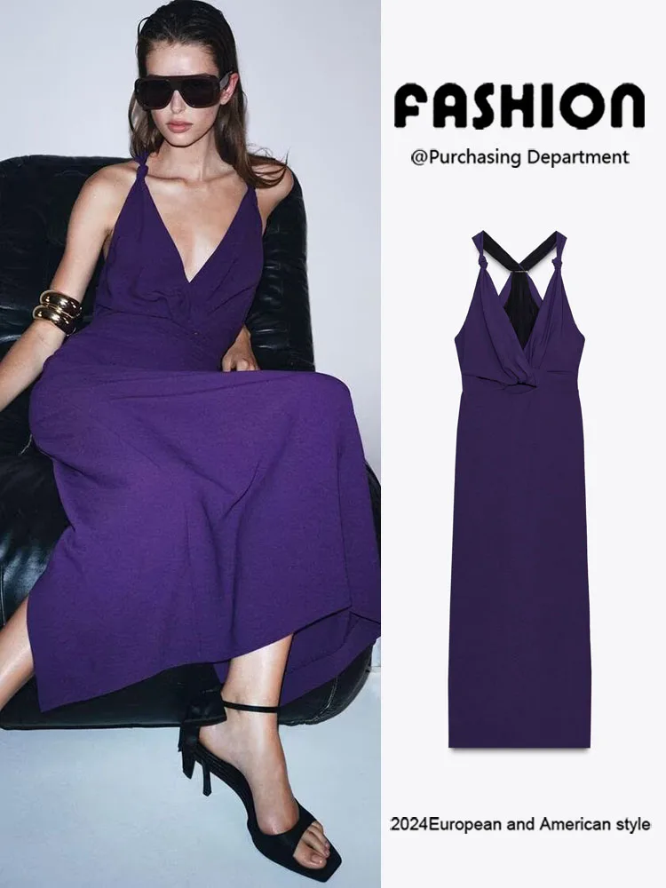 

Новое летнее поступление, женское платье миди Dr ZA2025 с бантом, длинная юбка с высокой талией без вечернего платья Sve Ele