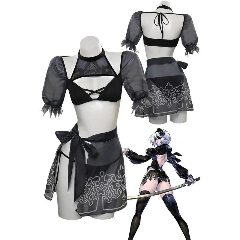 YoRHa No.2 Cosplay Women Costume Anime Game NieR:Automata Sexy Bikini Swimsuit Halloween Carnival Party Suit For Ladies Roleplay