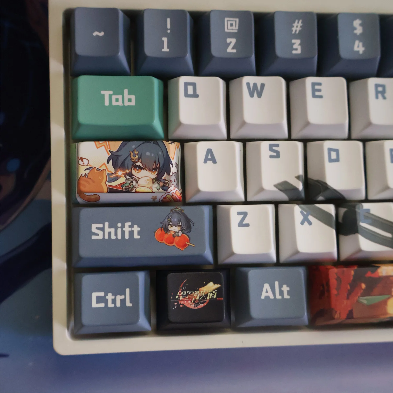 Yunli 128 PBT Keycaps Honkai Star Rail DYE Sublimation Key Cover Cherry Cross MX Switch Key Caps for Mechanical Keyboard Gift