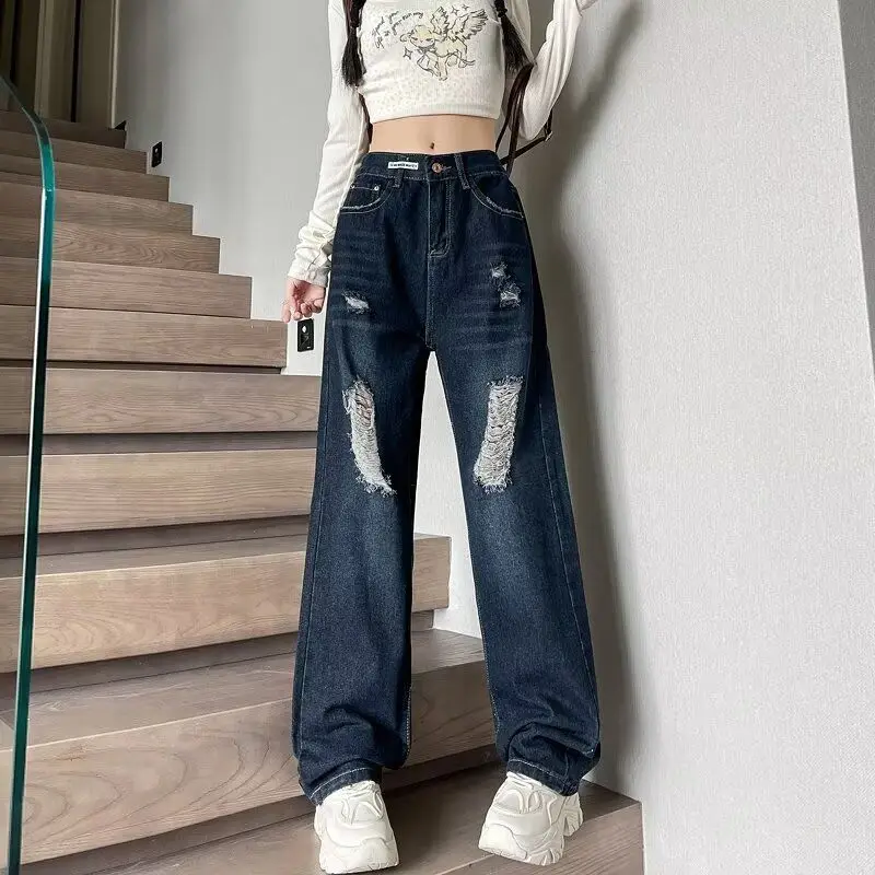 

High Waist Straight Leg Wide Leg Jeans Women's Loose Fit Spring Autumn Winter New Sle Slimming ort plus Size Floor Length